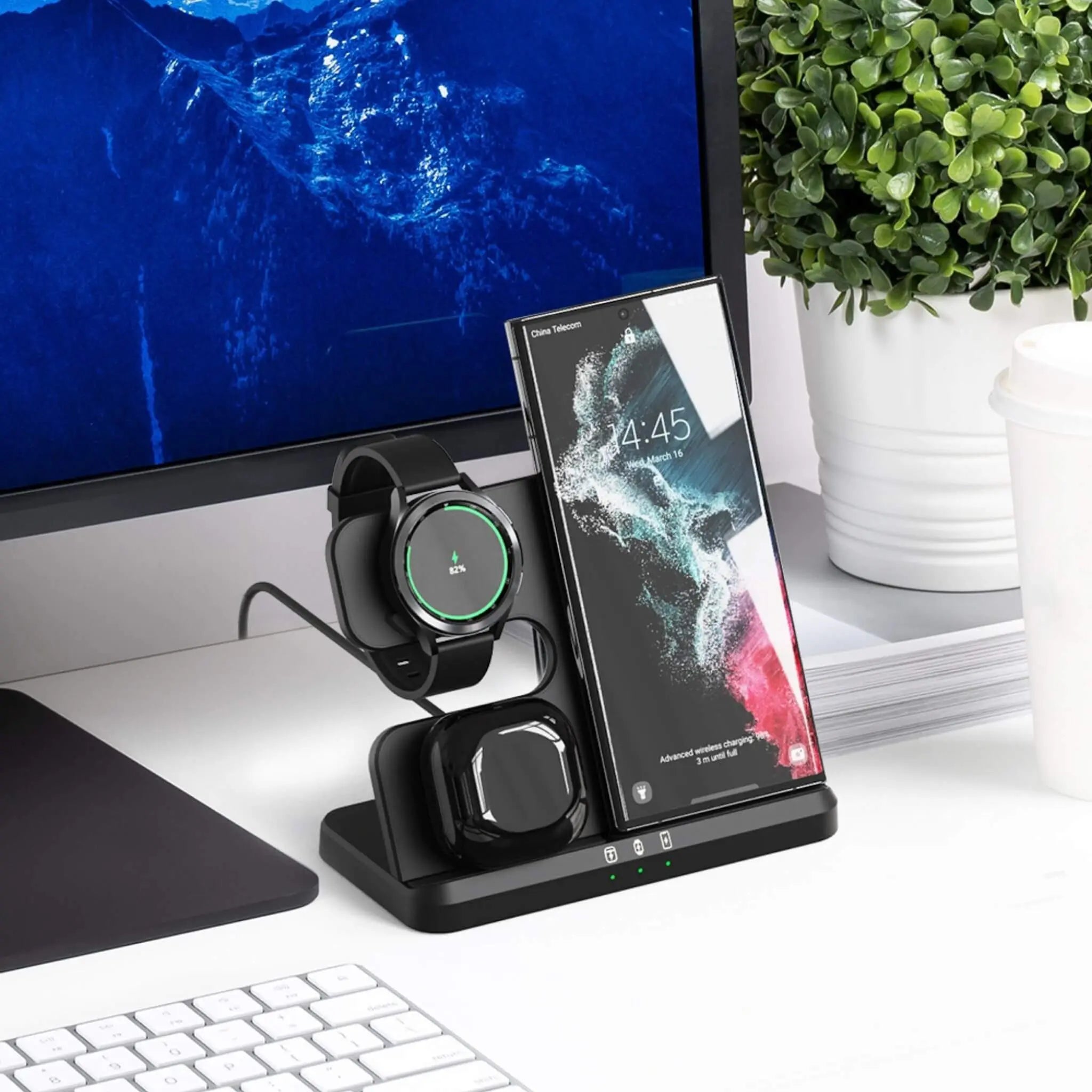 3 in 1 Samsung Wireless Charging Station for Samsung Galaxy S23 Ultra, Samsung Watch 5 Pro, Samsung Buds from Evolved Chargers