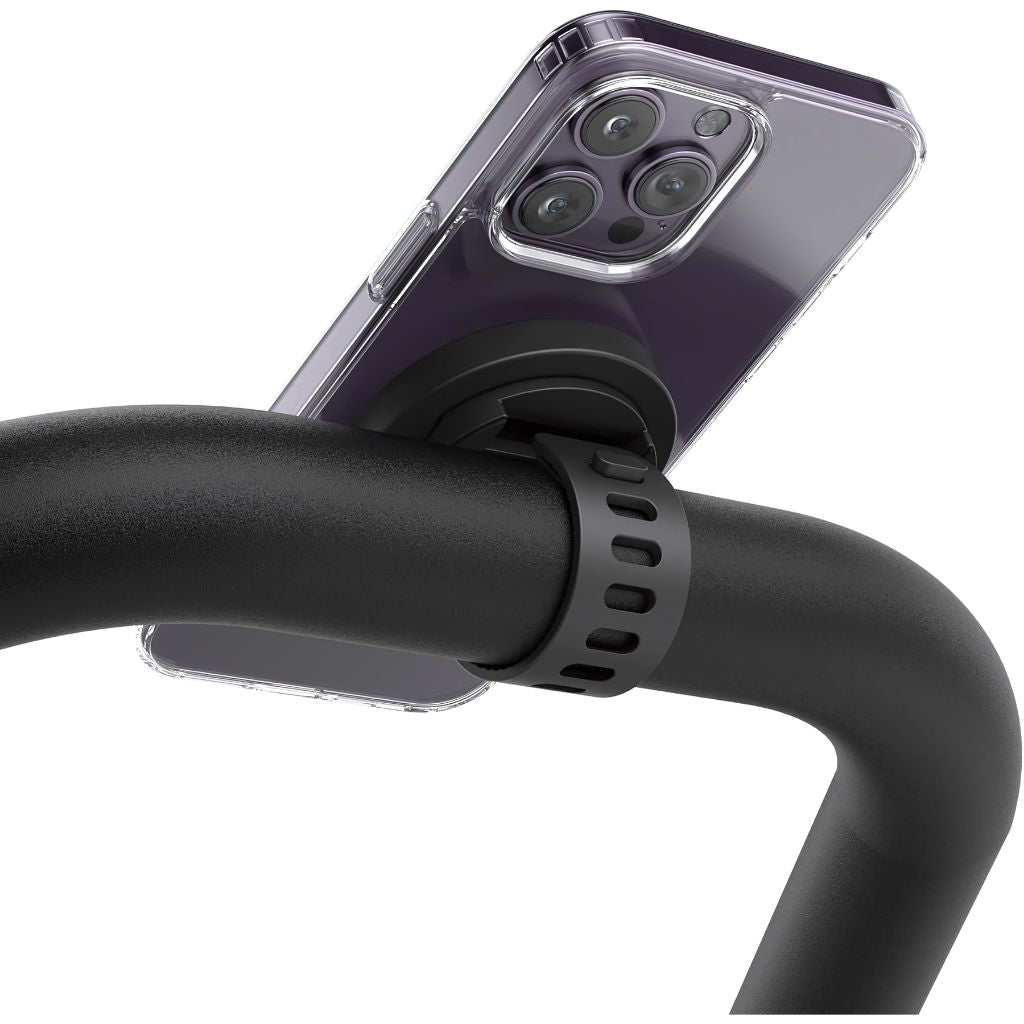 Magnetic phone holder compatible with MagSafe for gym equipment, bike handlebars, strollers, and flat magnetic surfaces