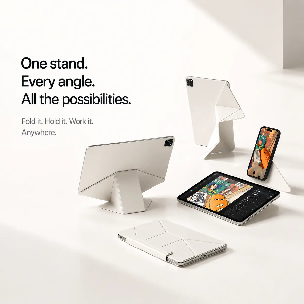 Magnetic iPad case with stand for typing, drawing and watching