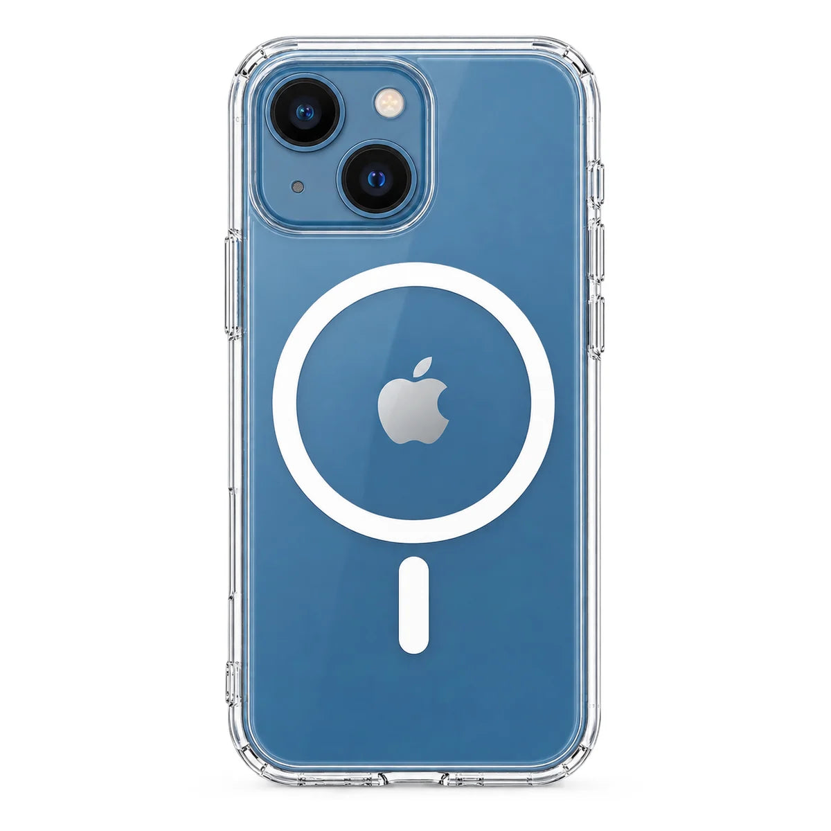 Clear magnetic phone case showing the handset's rear cameras and transparent edges. #iPhone Model_iPhone 13 Mini