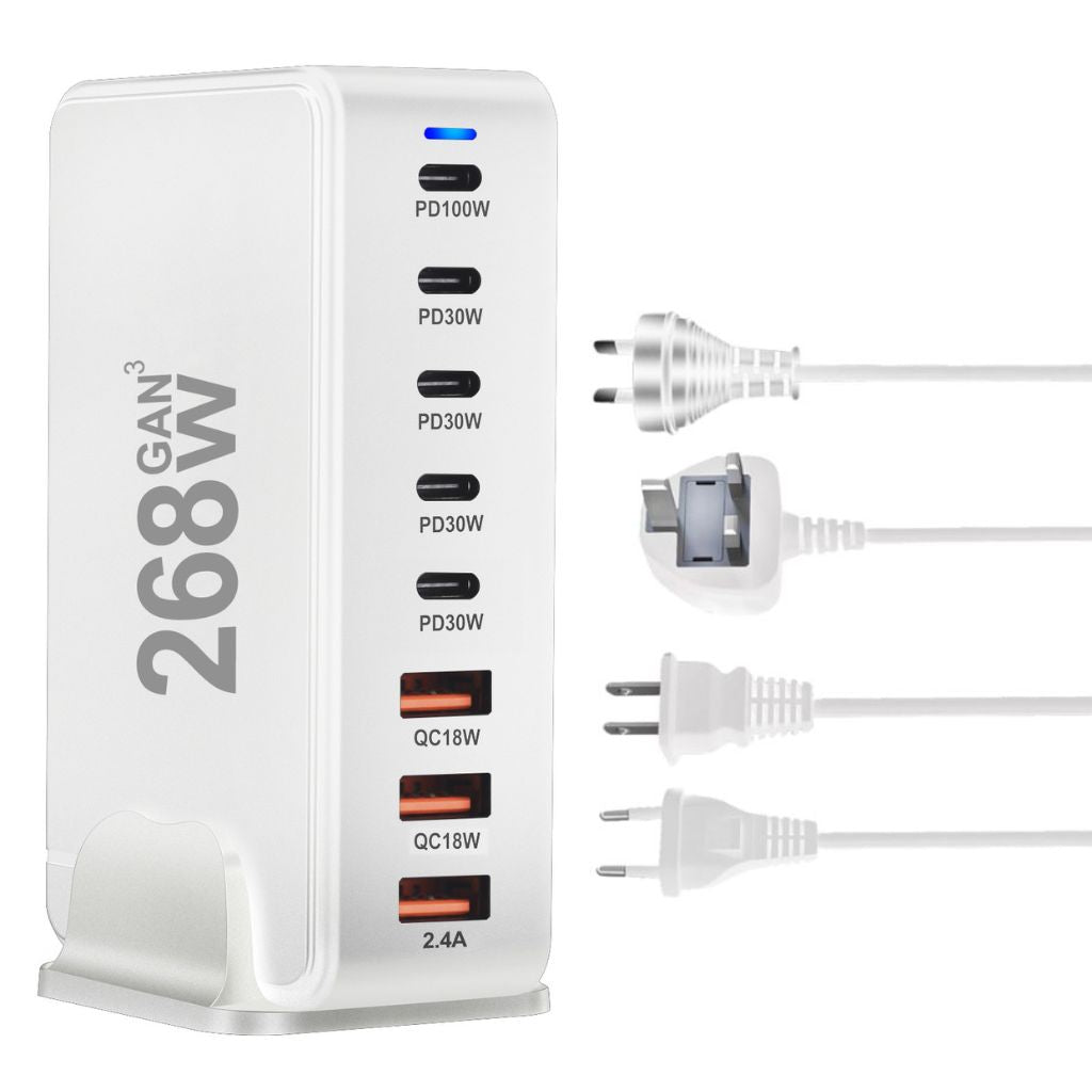 268W GaN 8-Port USB-C Charger