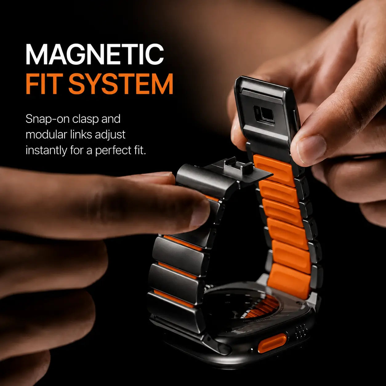 black titanium cosmic orange apple watch rubber strap #color_Black Titanium Cosmic Orange