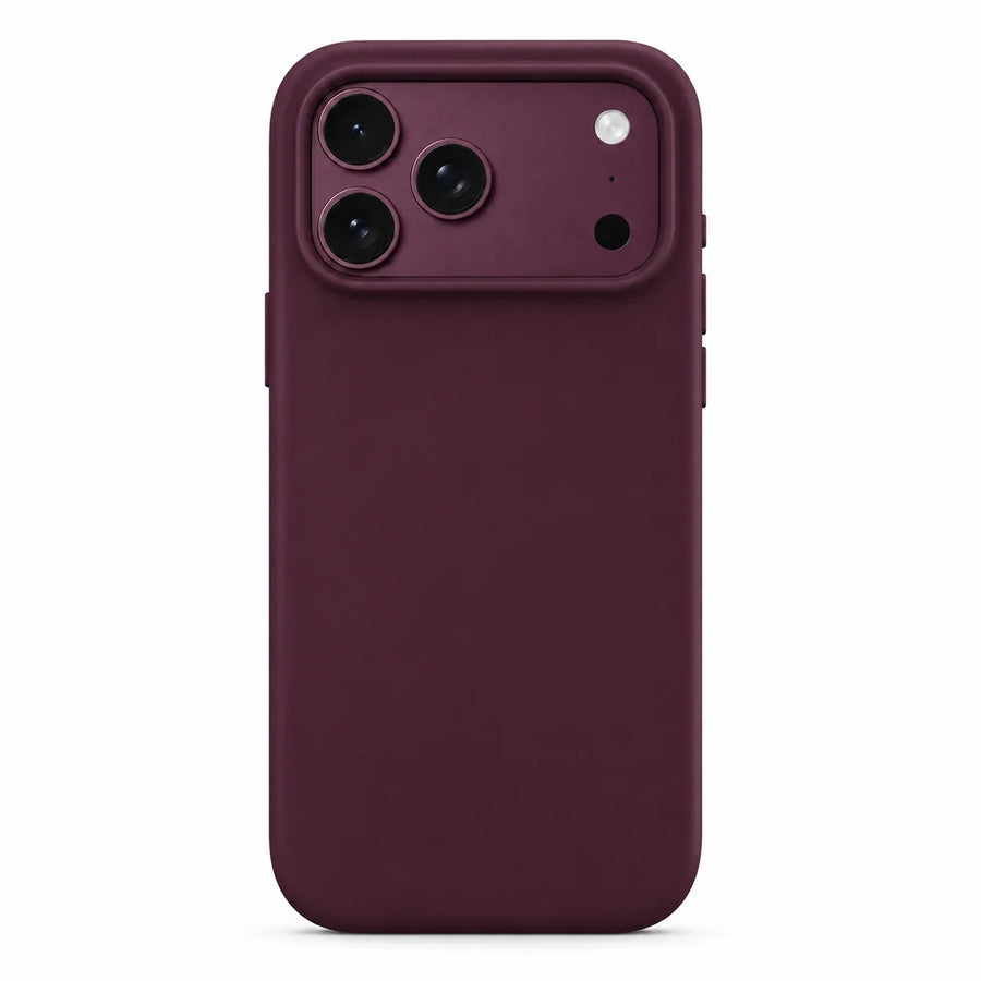 Burgundy silicone phone case, rear view