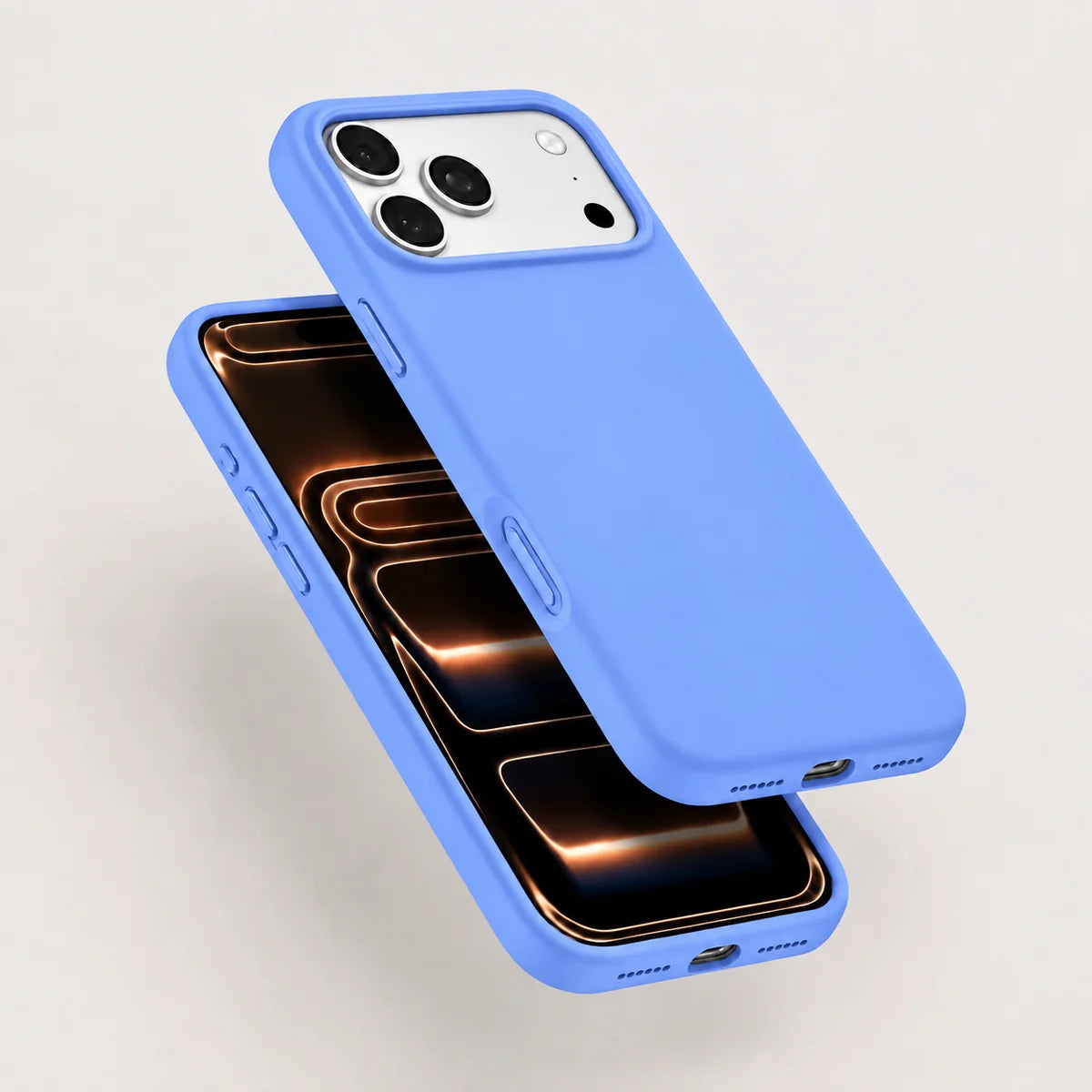 Cornflower Blue silicone phone case shown from the front and rear #color_Cornflower Blue