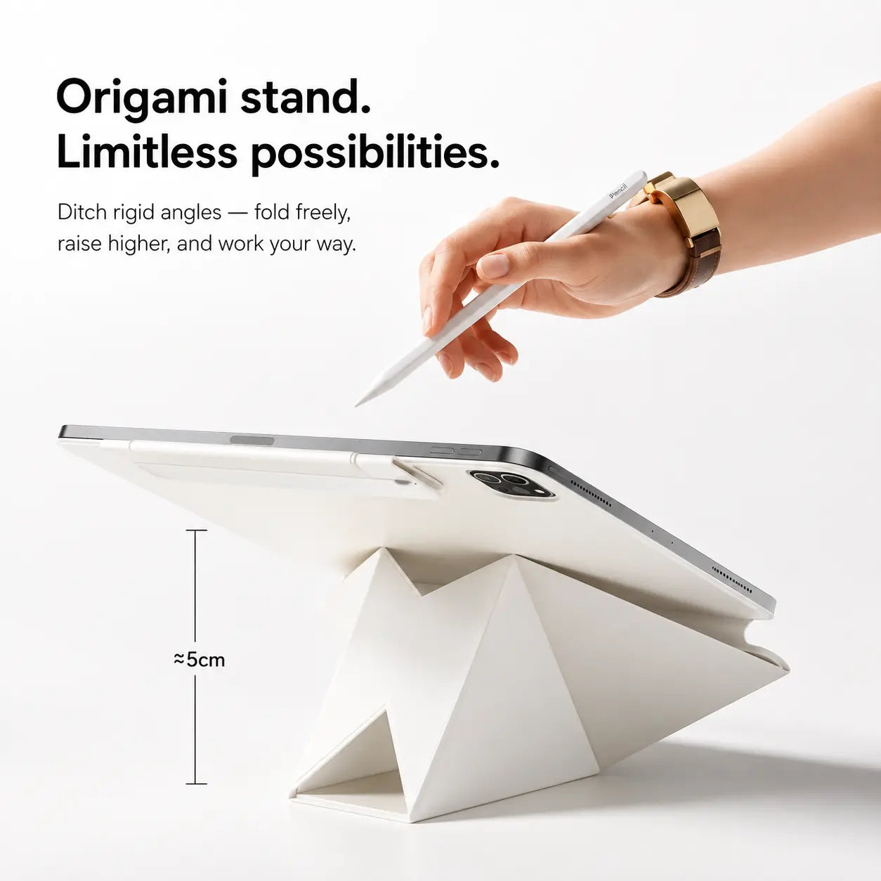 Adjustable iPad case for drawing and Apple Pencil use