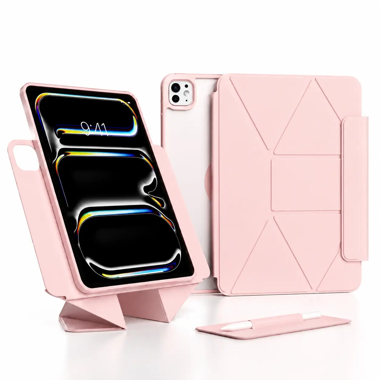 Magnetic iPad cover with slim protection and adjustable folding design