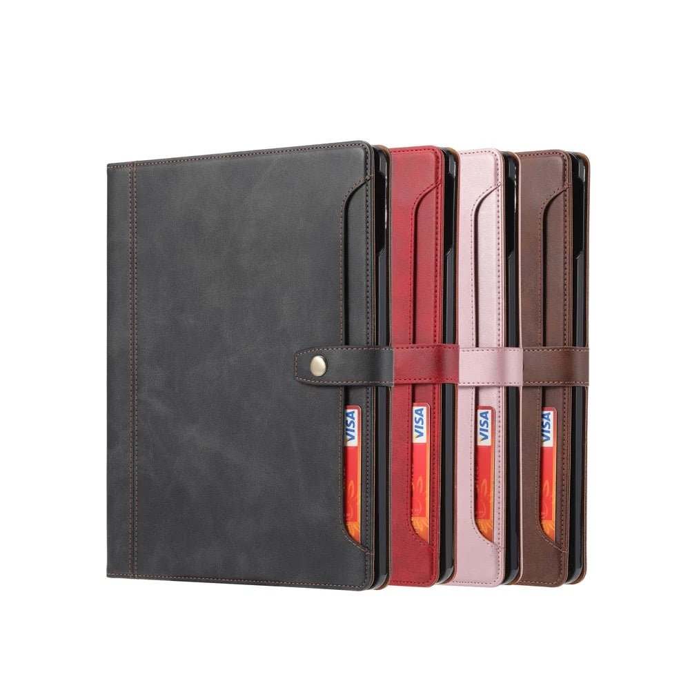 Leather Folio Case with Card Slots & Pencil Holder for iPad