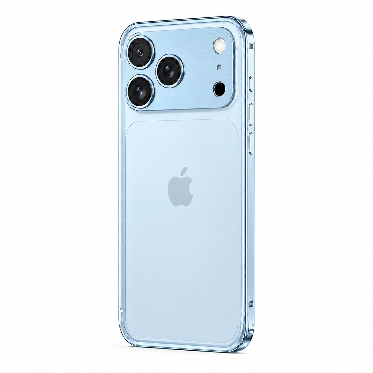 Glacier aluminum phone bumper with an open back and wide camera protection #color_Glacier