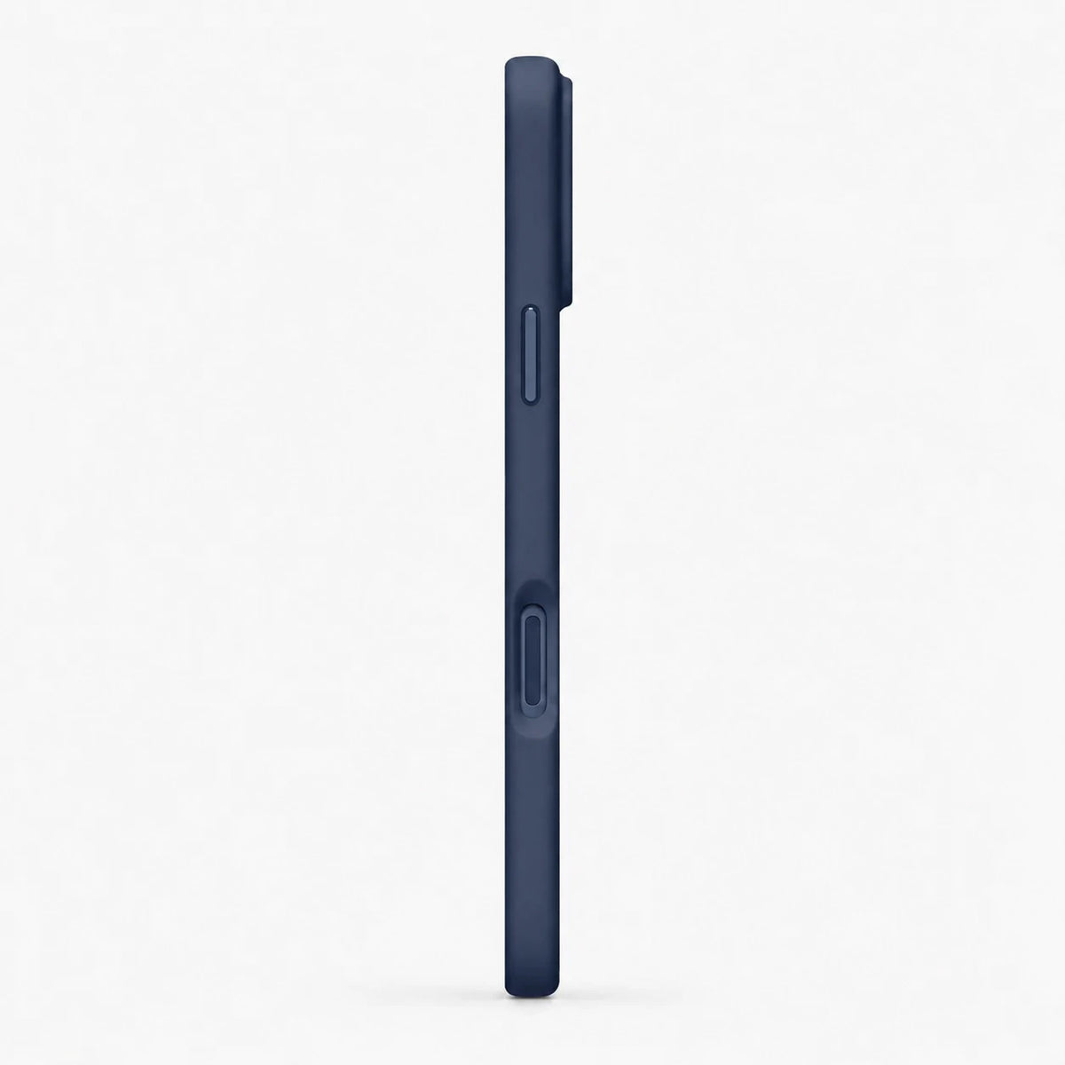 Navy blue silicone phone case shown in a slim side view #color_Deep Blue