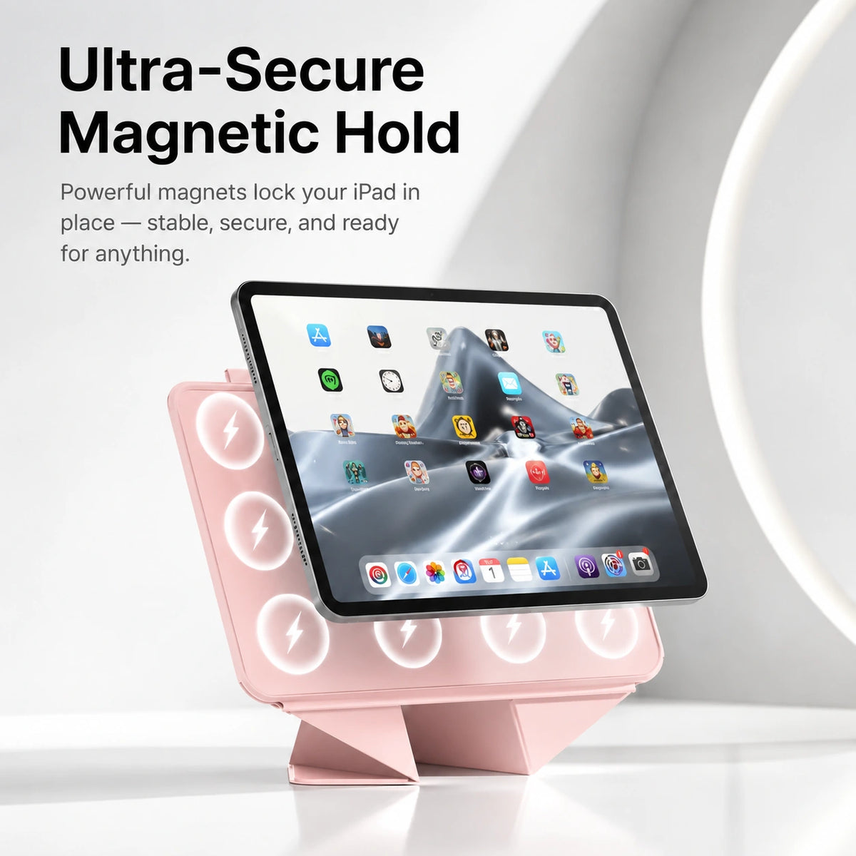 Rose Pink folding magnetic tablet stand with magnetic attachment #color_Rose Pink