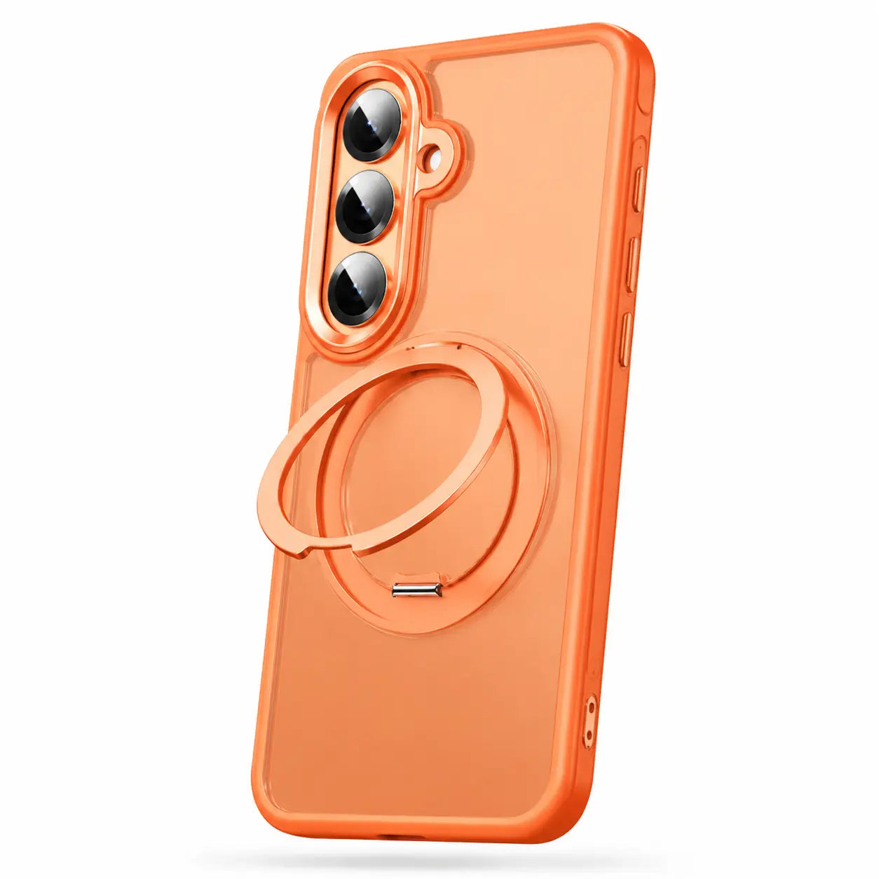 Orange clear magnetic phone case with a rotating ring stand #color_Cosmic Orange