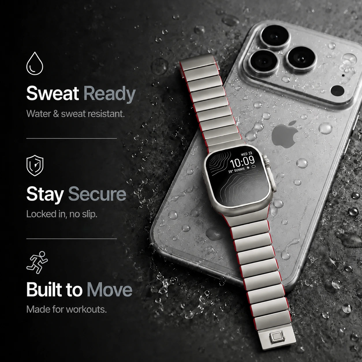 Titanium Cherry hybrid watch band with a water resistance illustration #color_Titanium Cherry