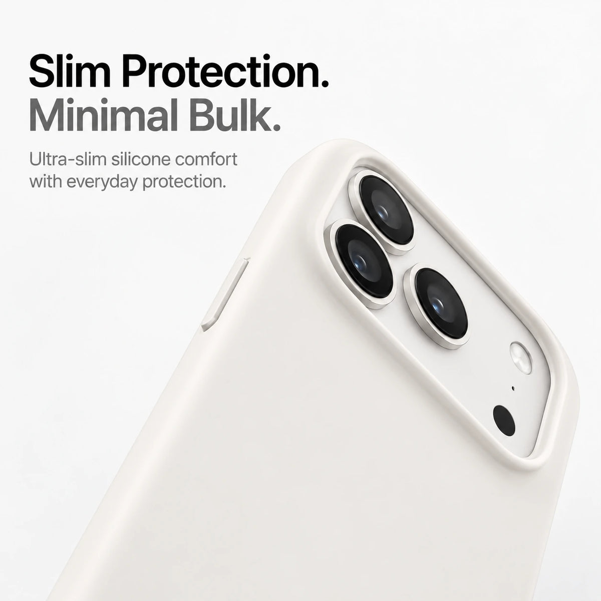 White silicone phone case showing the raised rim around the camera #color_Arctic White